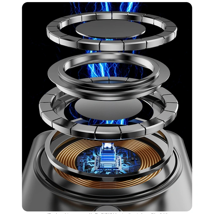 Powerbank Dudao K29 10000mAh PD 20W z MagSafe z metalową obudową, podstawką i wbudowanymi kablami USB-C/Lightning - szary