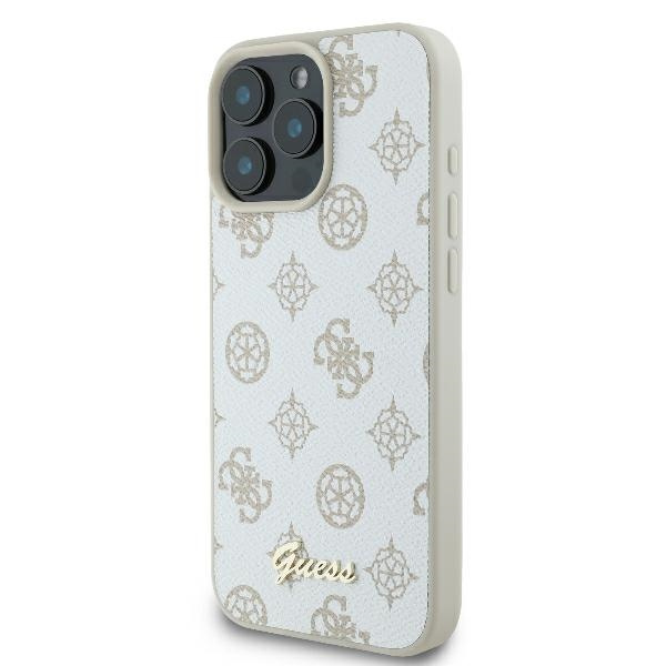 Etui Guess iPhone 16 Pro 6.3" biały/white hardcase Peony Script Logo MagSafe