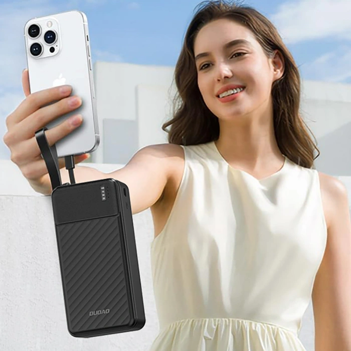 Powerbank Dudao K11 Max 30000mAh z wbudowanymi kablami - czarny