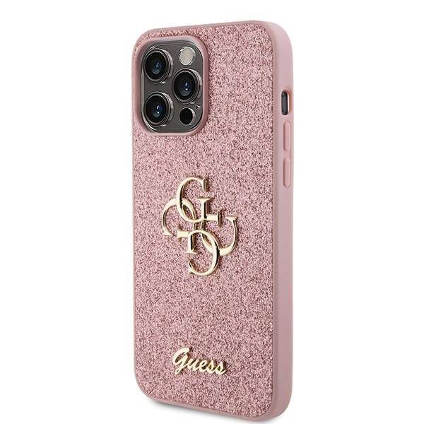 Guess GUHCP15LHG4SGP iPhone 15 Pro 6.1" pink/pink hardcase Glitter Script Big 4G