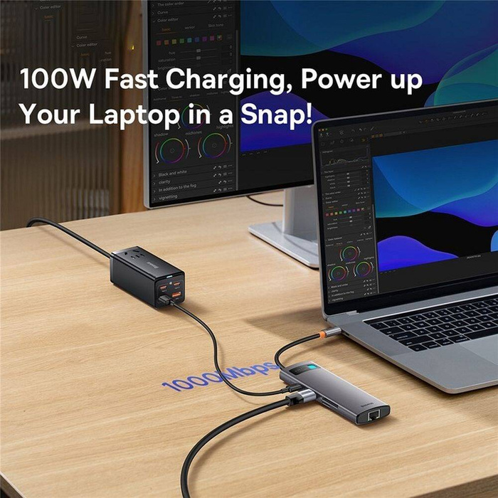 Baseus StarJoy HUB 8portový USB-C - 3x USB-A / 1x HDMI / 1x RJ45 / 1x SD/TF / 1x USB-C PD šedý