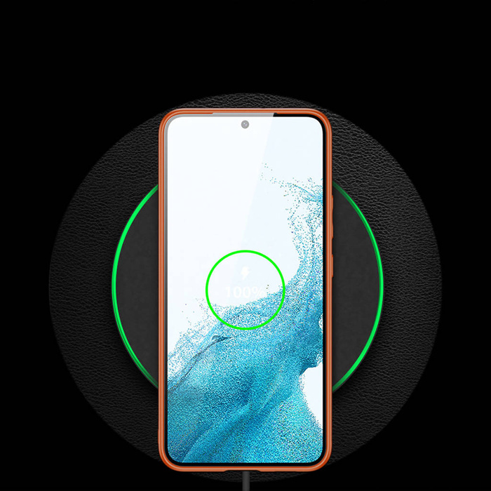 Dux Ducis Yolo elegantní pouzdro ekologický kožený kryt Samsung Galaxy S22+ (S22 Plus) oranžový