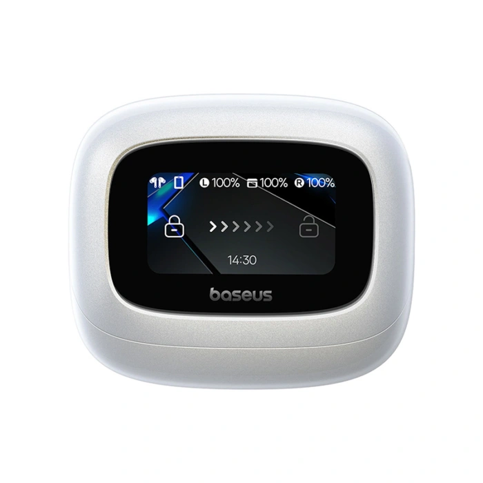 Słuchawki Baseus Bowie M2s Ultra TWS bezprzewodowe dokanałowe z interaktywnym ekranem - białe