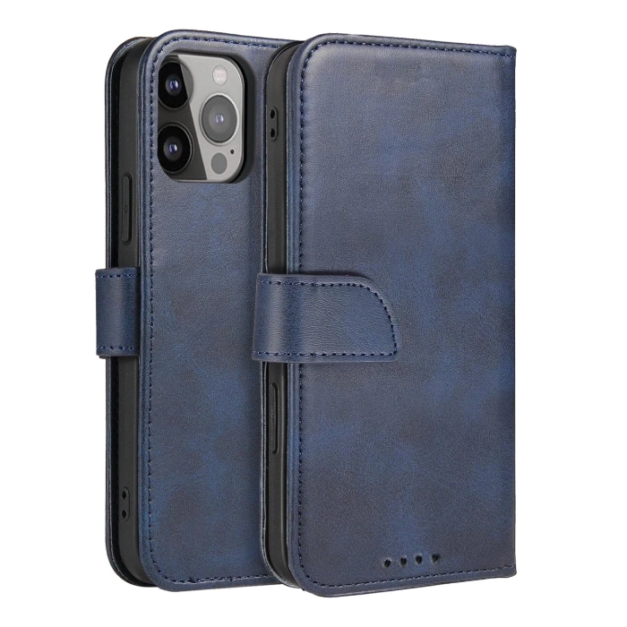 Magnet Case elegantní kryt pouzdra s chlopní a funkcí stojánku iPhone 14 modrý