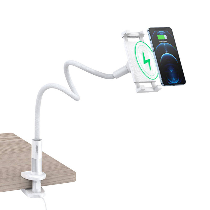 Choetech Portacellulare flessibile 2in1 con caricatore wireless 10W bianco (T548-S)