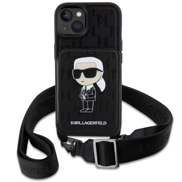 Case Karl Lagerfeld KLHCP14SCSAKHPKK iPhone 14 6.1" hardcase black/black Crossbody Saffiano Monogram Ikonik Case
