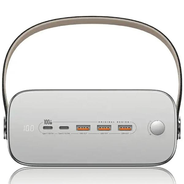 USAMS Powerbank 80000mAh 130W 2C+3A QC3.0+PD Fast Charge beżowy/beige STXLOGTC02 (US-CD196) + kabel USB-C-USB-C 100W 2m