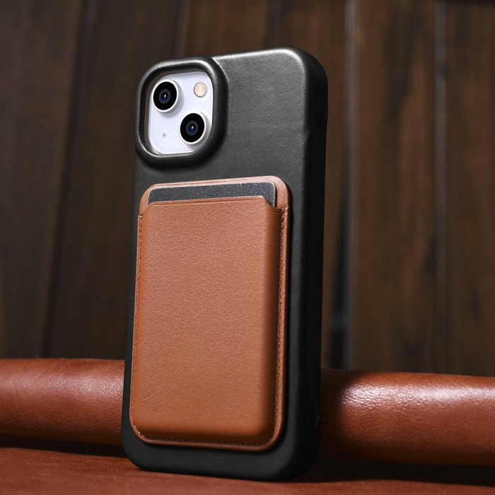 iCarer CE Oil Wax Premium Leather Folio Case Étui en cuir pour iPhone 14 Plus Flip Magnetic MagSafe Noir (AKI14220707-BK)