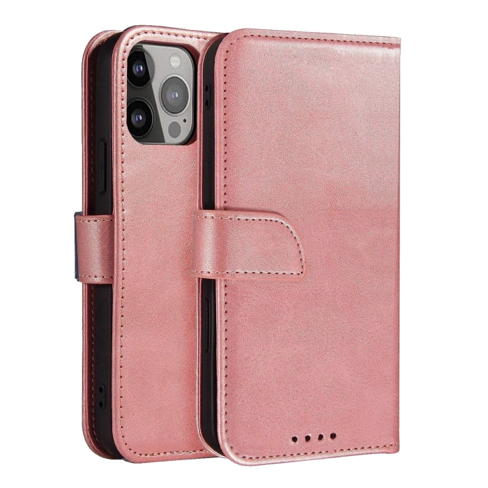 Magnet Case elegantní pouzdro kryt flipový kryt s funkcí stojánku pro iPhone 14 Pro růžový