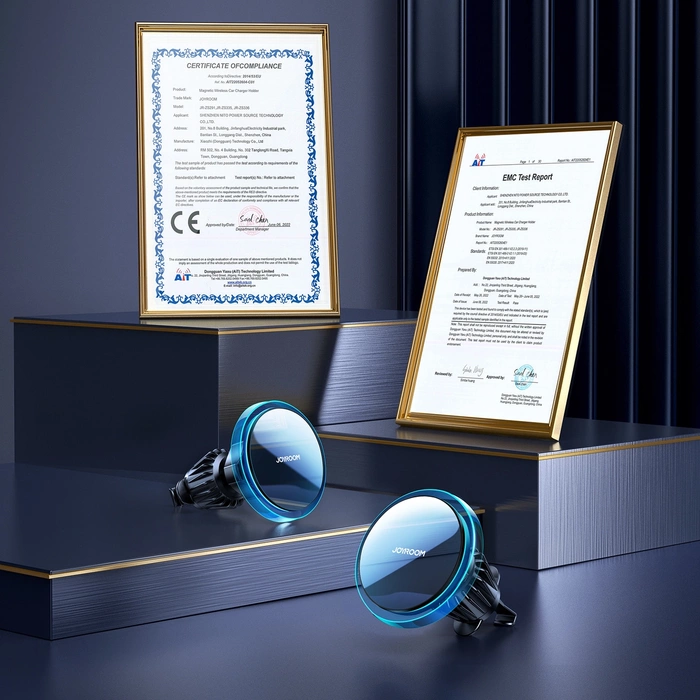 Joyroom Qi Kabelloses Induktionsladegerät 15 W (MagSafe-kompatibel für iPhone) Lüftungsöffnung Silber (JR-ZS291)