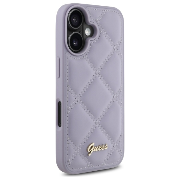 Etui Guess iPhone 16 6.1" jasnofioletowy/light purple hardcase Quiled Metal Logo
