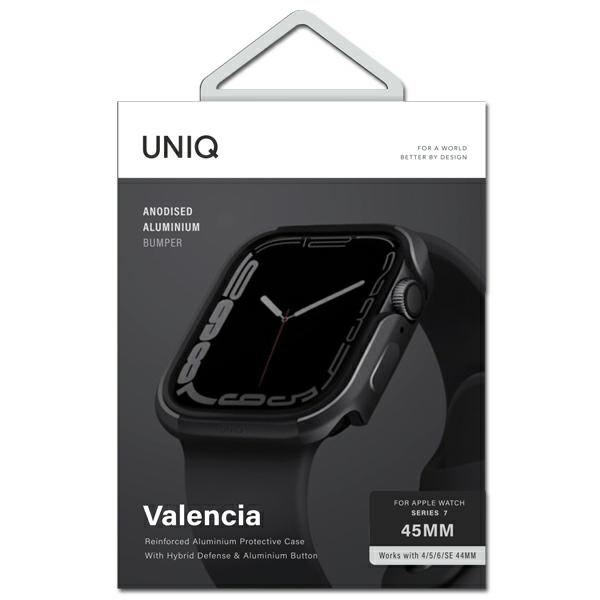 UNIQ coque Valencia Apple Watch Série 4/5/6/7/SE 45/44mm. graphite/graphite