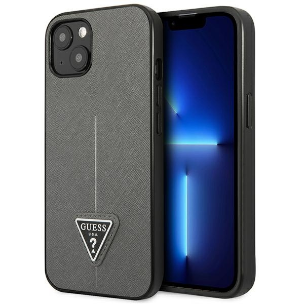 Case GUESS Apple iPhone 13 Mini Saffiano Triangle Logo Silver Hardcase