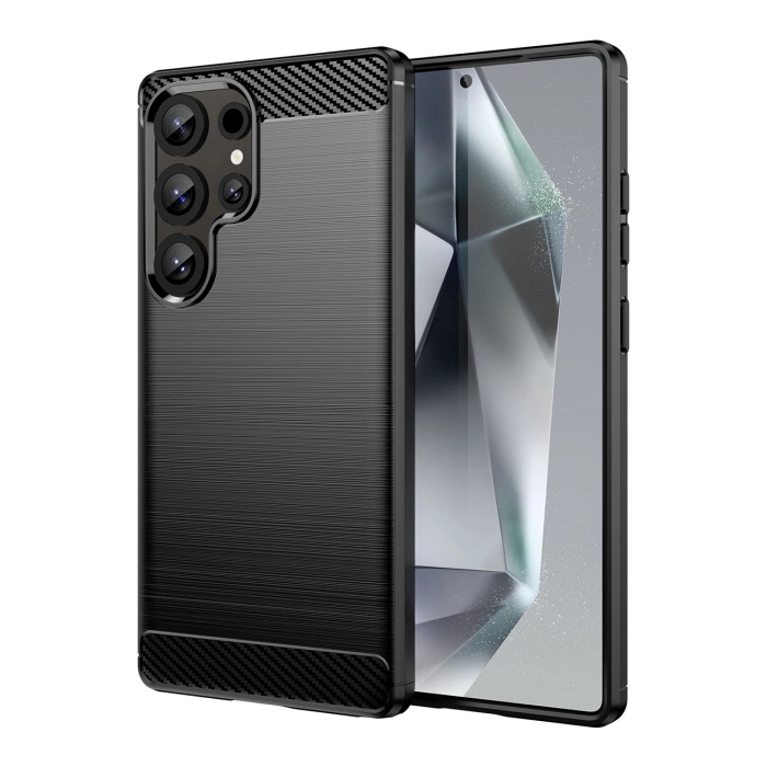 Carbon Case Silikonhülle für Samsung Galaxy S25 Ultra - Schwarz