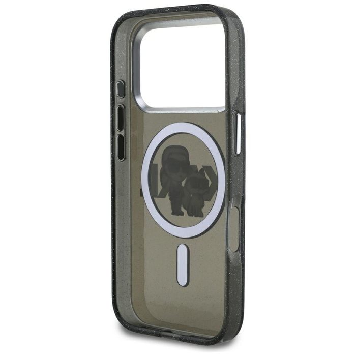 Etui Karl Lagerfeld IML Glitter Karl &   Choupette Sketch Logo MagSafe do iPhone 17 Pro czarny