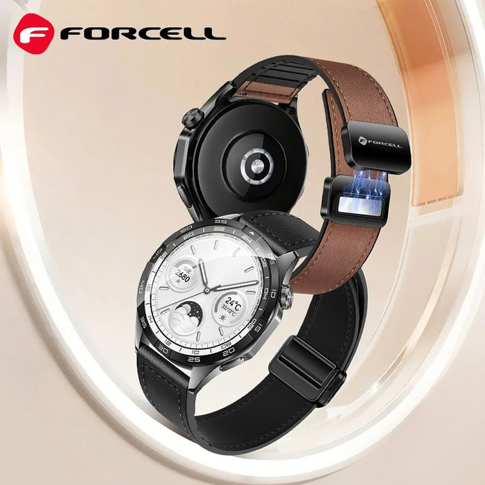Pasek do Samsung Galaxy Watch Forcell F-Design FS20 magnetyczny skóra ekologiczna 22 mm czarny