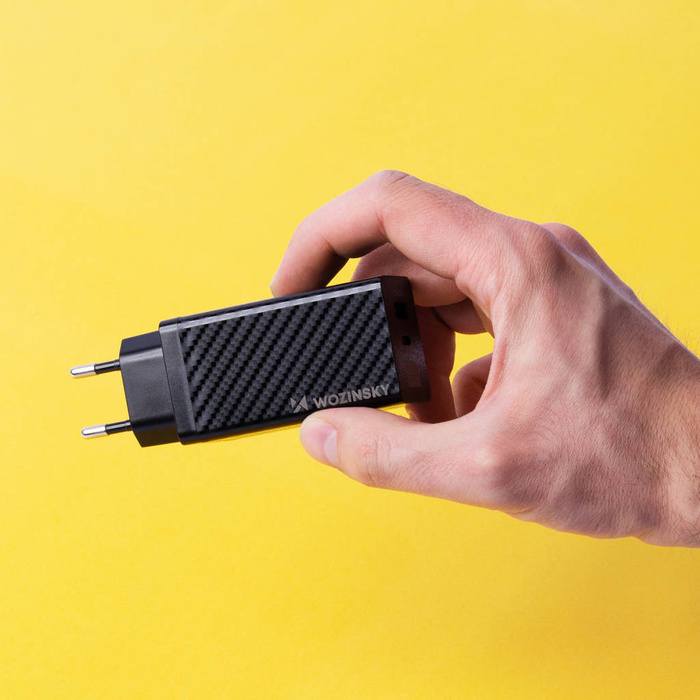 Wozinsky nabíječka GaN 65W s porty USB, USB C podporuje QC 3.0 PD černý (WWCG01)