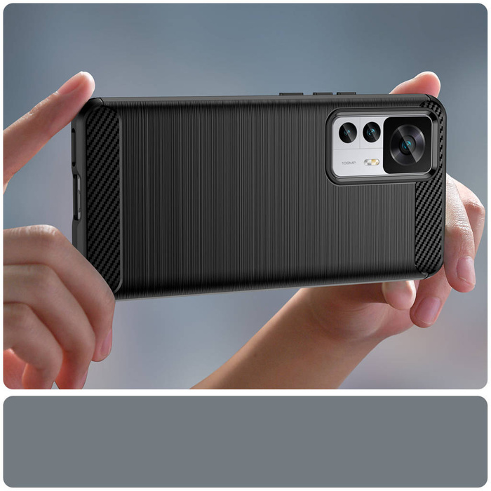 Funda Carbon Case para Xiaomi 12T Pro / Xiaomi 12T funda flexible silicona carbono negra