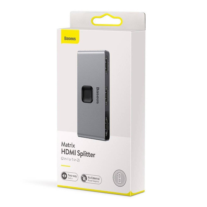 Séparateur d'interrupteurs bidirectionnels Baseus Commutateur HDMI - 2x HDMI 4K / 30 Hz gris (CAHUB-BC0G)