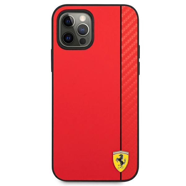 FERRARI Apple iPhone 12 Pro Max On Track Carbon Stripe Rot HartschalenHülle