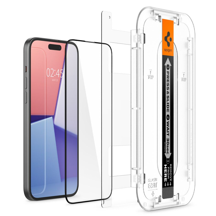Tempered Glass Spigen Glas.tr "ez Fit" Fc iPhone 15 Plus Schwarz