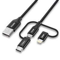 Choetech 3v1 kabel USB MFI Lightning / USB Type C / micro USB 1,2 m černý