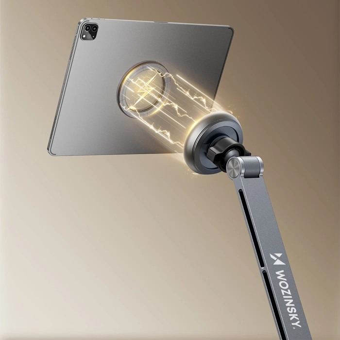 Uchwyt magnetyczny Wozinsky WTY0YS1 obrotowy 360° solidny na telefon tablet - szary