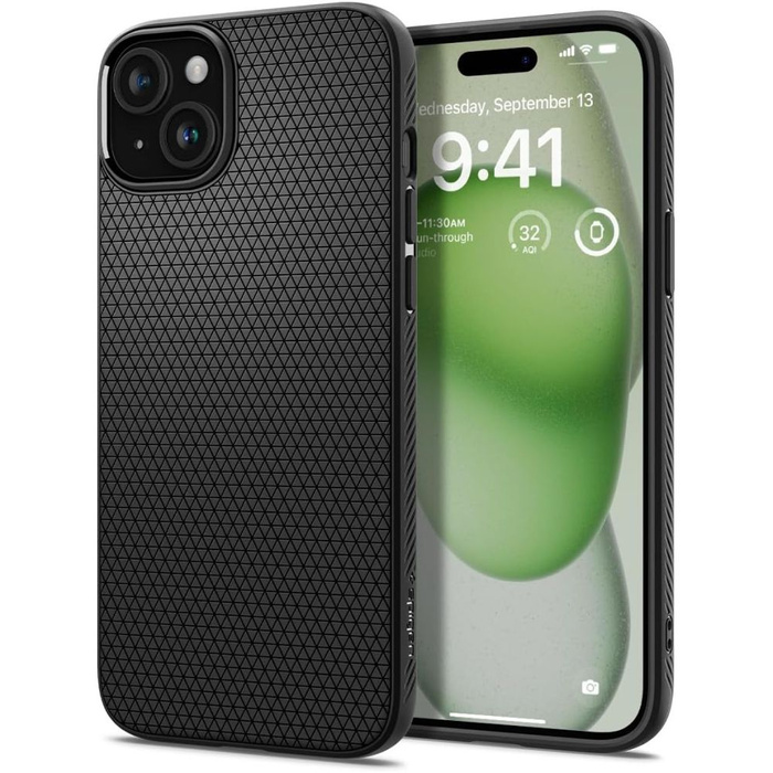 Hülle Spigen Liquid Air iPhone 15 Plus MATTE Schwarz Case