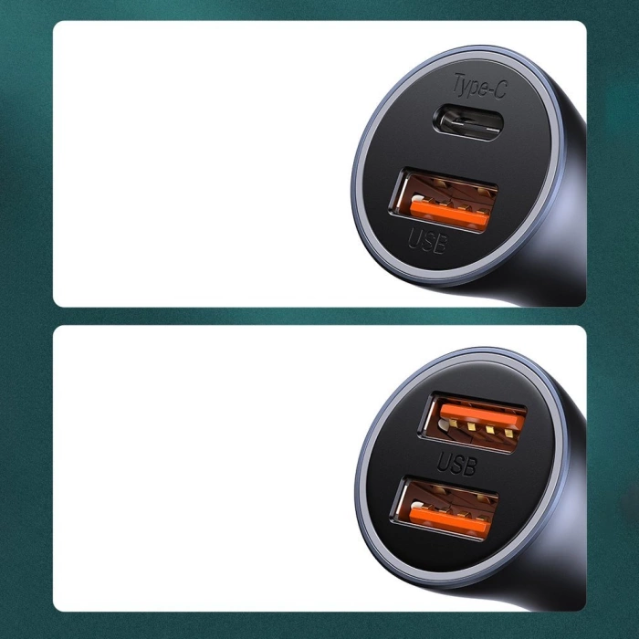 Baseus Golden Contactor Pro fast car charger USB Type C / USB 40 W Power Delivery 3.0 Quick Charge 4+ SCP FCP AFC + USB Type C cable - Lightning gray (TZCCJD-B0G)