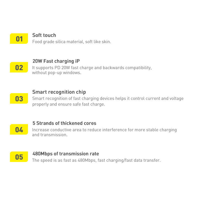 Baseus kabel, USB Type C - Lightning 20W kabel, 1,2 m dlouhý Jelly Liquid Silica Gel - černý