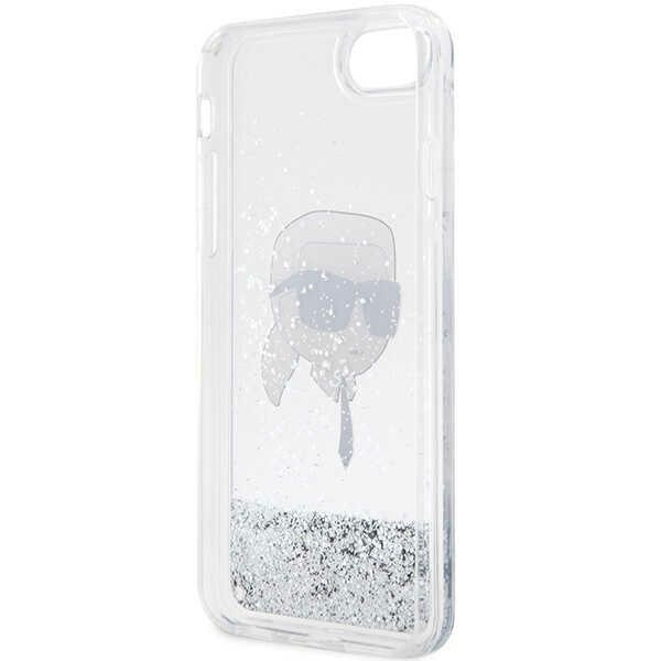 Obal Karl Lagerfeld KLHCI8LNKHCH iPhone 7/8/ SE 2020/2022 stříbrná/stříbrná tvrdácase Glitter Karl Head Case