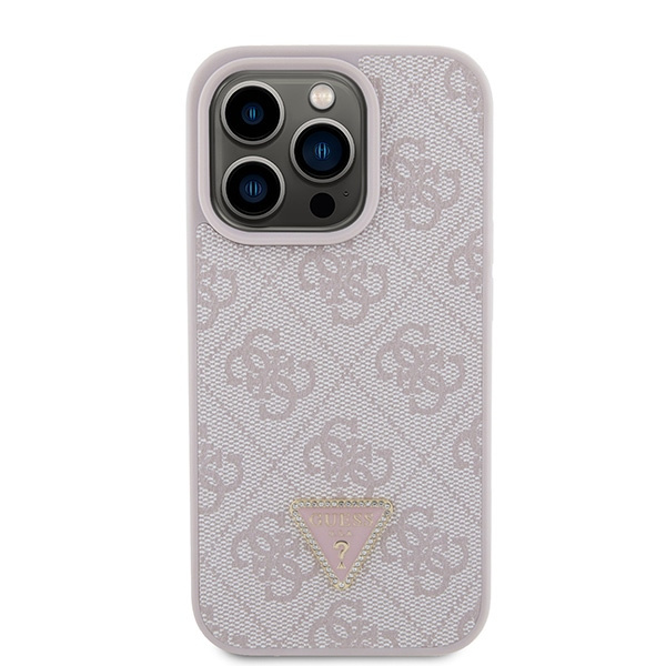 Funda Guess GUHCP15LP4TDPP iPhone 15 Pro 6.1" rosa/rosa durocase Piel 4G Triángulo Strass Case