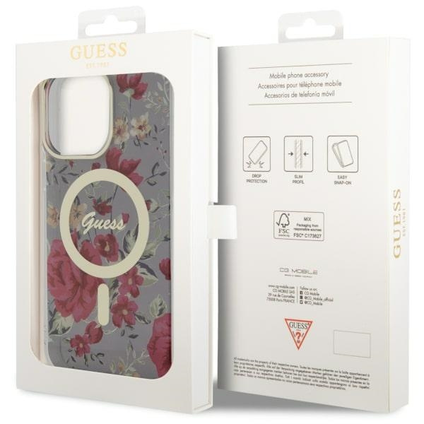 Hülle Guess GUHMP14XHCFWSA iPhone 14 Pro Max 6,7" grün/khaki hartcase Flower MagSafe Case