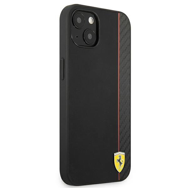 Case FERRARI Apple iPhone 13 Mini On Track Carbon Stripe Black Hardcase