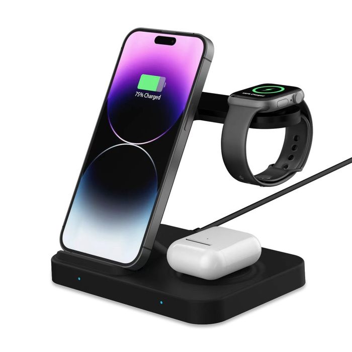 Induktionsladegerät Tech-Protect A11 3 Ladergerät Wireless Charger Schwarz