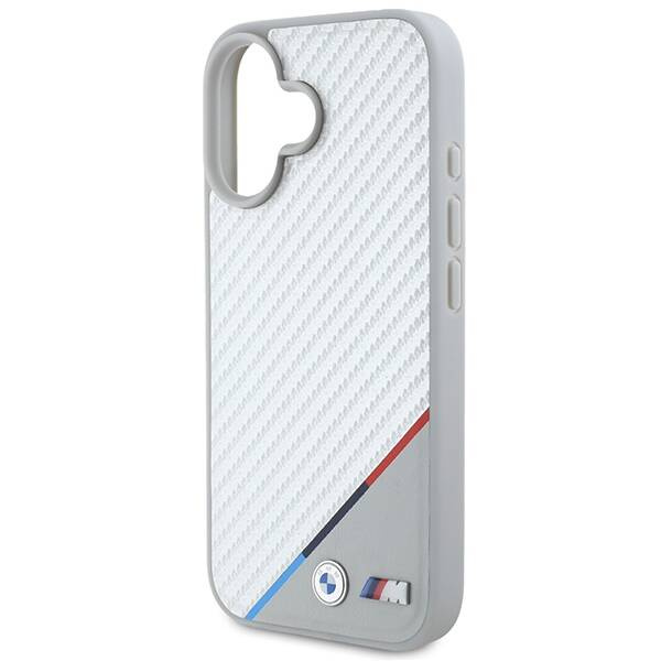 Hülle BMW iPhone 16 6.1" grau/grau hartcase M Carbon Tricolor Line MagSafe