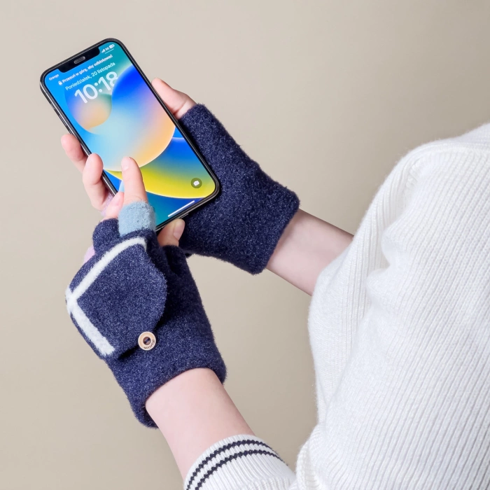 Dámské/dětské zimní rukavice na telefon - černé