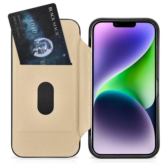 iCarer CE Premium Leather Folio Case iPhone 14 Plus Flip Magnetic MagSafe Negro (WMI14220715-BK)