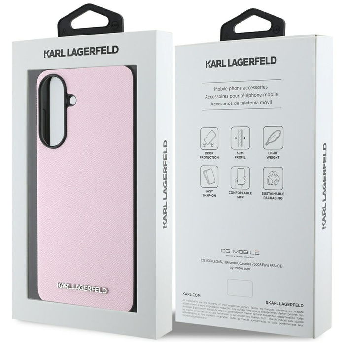 Etui Karl Lagerfeld Saffiano Metal Logo  do Samsung Galaxy A56 różowy