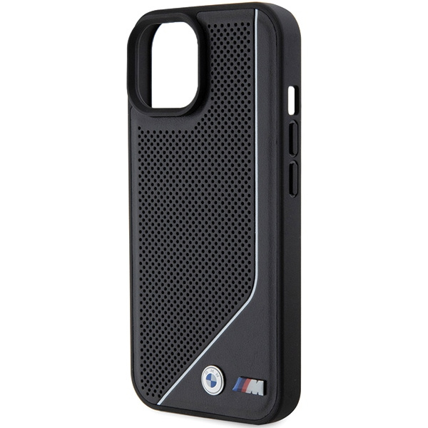 Cover Bmw Bmhmp15s23pucpk IPhone 15 / 14 / 13 6,1" Nero/nero durocase Linea ritorta perforata MagSafe Case