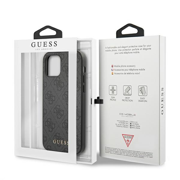 Case GUESS Apple iPhone 12 12 Pro 4G Metal Gold Logo Grey Hardcase