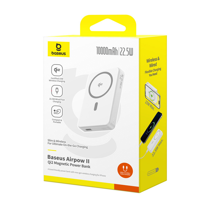 Powerbank magnetyczny Baseus Airpow2 Qi2 10000mAh 22,5W (biały)