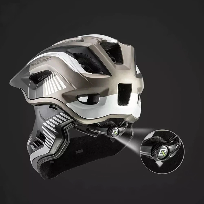 Rockbros TT-32SBTG-L children&#39;s bicycle helmet with removable chinbar, size L - gray