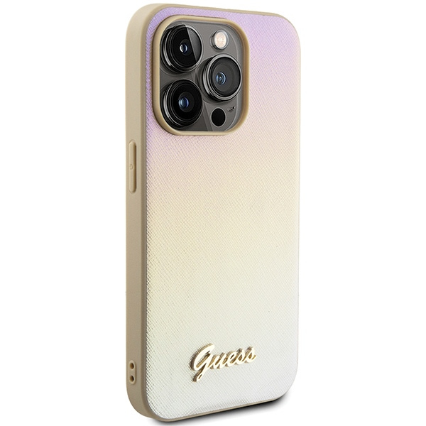 Etui Guess GUHCP15LPSAIRSD iPhone 15 Pro 6.1" złoty/gold hardcase Saffiano Iridescent Script Case