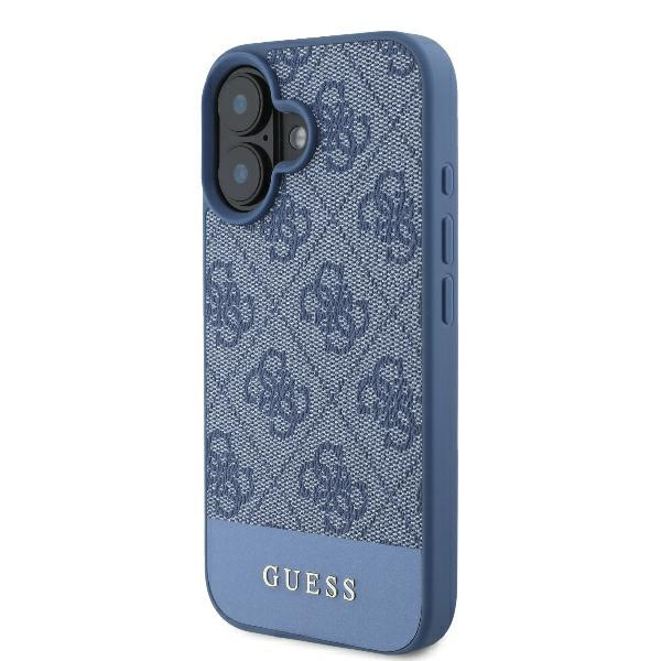 Etui Guess iPhone 16 6.1" niebieski/blue hardcase 4G Bottom Stripe