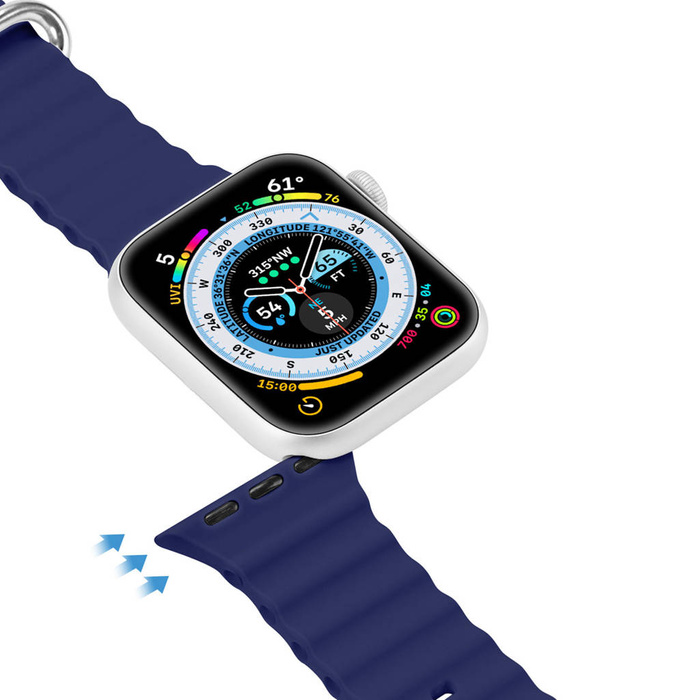 Cinturino per Watch Dux Ducis Cinturino 8/7/6/5/4/3/2 / SE (41/40 / 38mm) Cinturino in silicone blu navy (versione OceanWave)