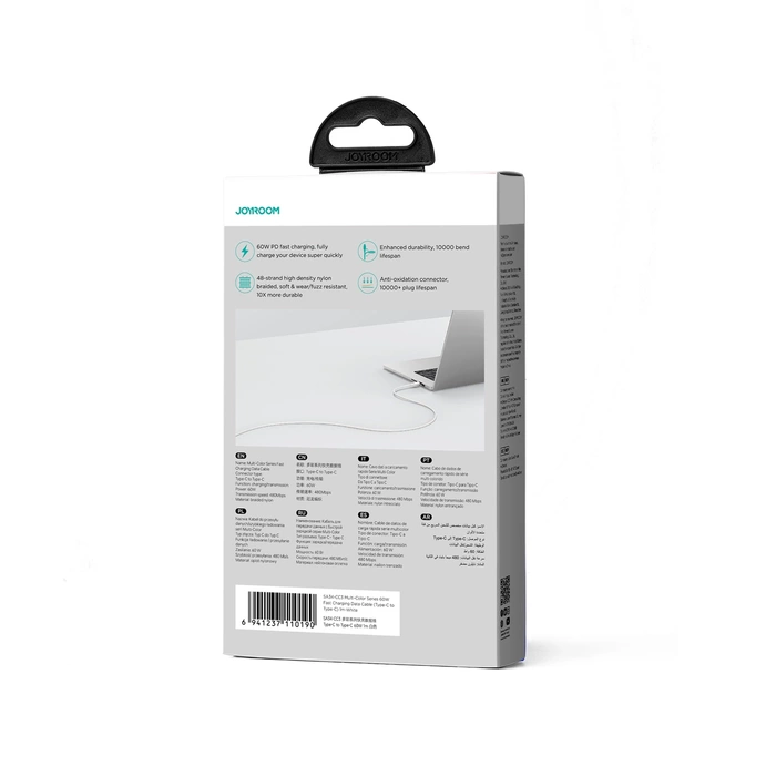 Joyroom Multi-Color Series SA34-CC3 Cavo USB-C / USB-C 60 W Trasferimento rapido 1 m - Bianco
