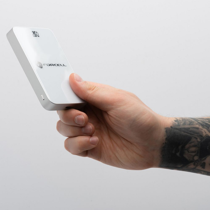 Powerbank zgodny z MagSafe Forcell F-Energy SuperSlim F10K8 QC4.0 PD3.0 15W 10000 mAh biały 0INT