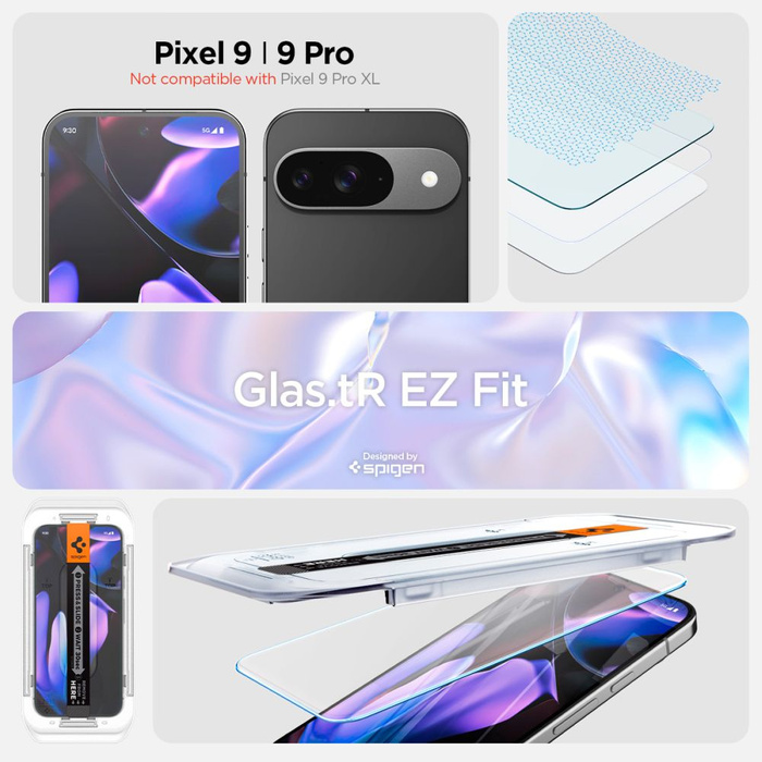 Vidrio Templado Spigen GLAS.TR "EZ FIT" 2-PACK GOOGLE PIXEL 9 / 9 PRO TRANSPARENTE