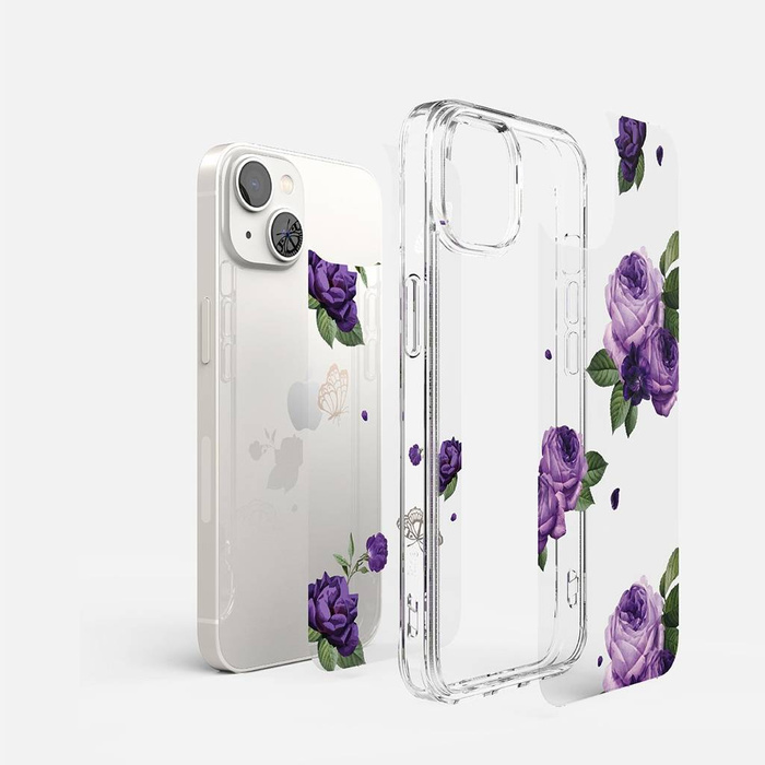 Ringke Fusion Design Armoured Case Cover mit Gelrahmen für iPhone 14 Plus transparent (Purple Rose) (FD637E29)